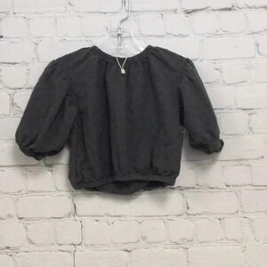 NWOT Zara Puff Sleeve Gray Top size 3-6M